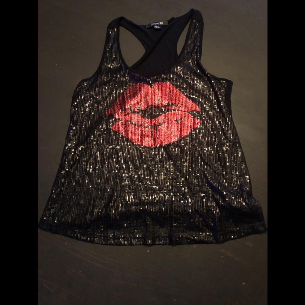 Black sequin tank top